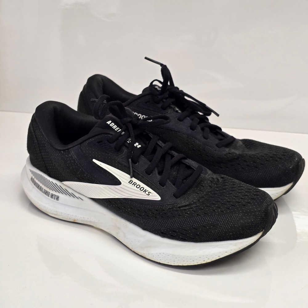 Brooks Adrenaline GTS 24 Mens 9.5 Black White Supportive Running Shoes Athletic